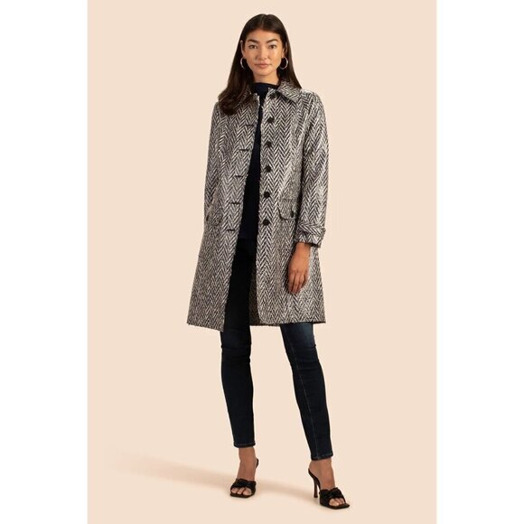 💕TRINA TURK💕 Denali Coat ~ Indigo Chevron Print with Clear Laminate 4 NWT - Picture 6 of 15